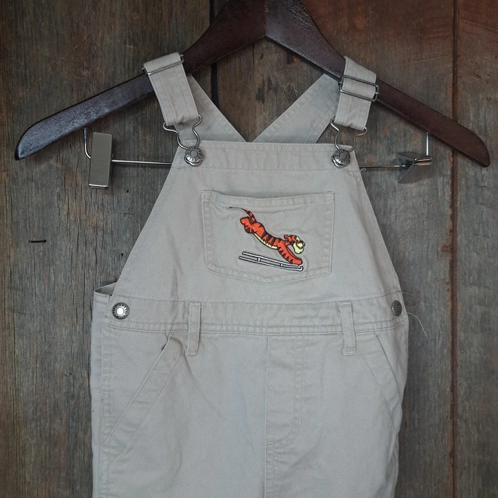 Vintage Disney 2001 Y2k Tigger Utility Kidcore Gorpcore Khaki Overalls Kid 3t 4t